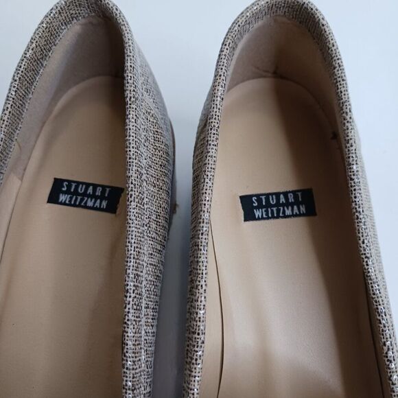 Stuart Weitzman Women's size 8AA Beaded Tassel Loafer Stacked Heel Shoes - Picture 5 of 9